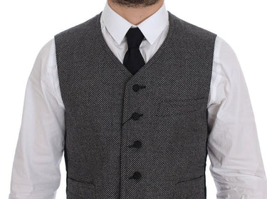 Gray Cotton Blend Logo Vest Gilet Weste